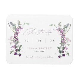 Elegante Lilac-Wildblumen, die das Datum speichern Magnet