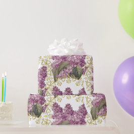 Elegante Lilacs mit Gold Filigree Floral Geschenkpapier