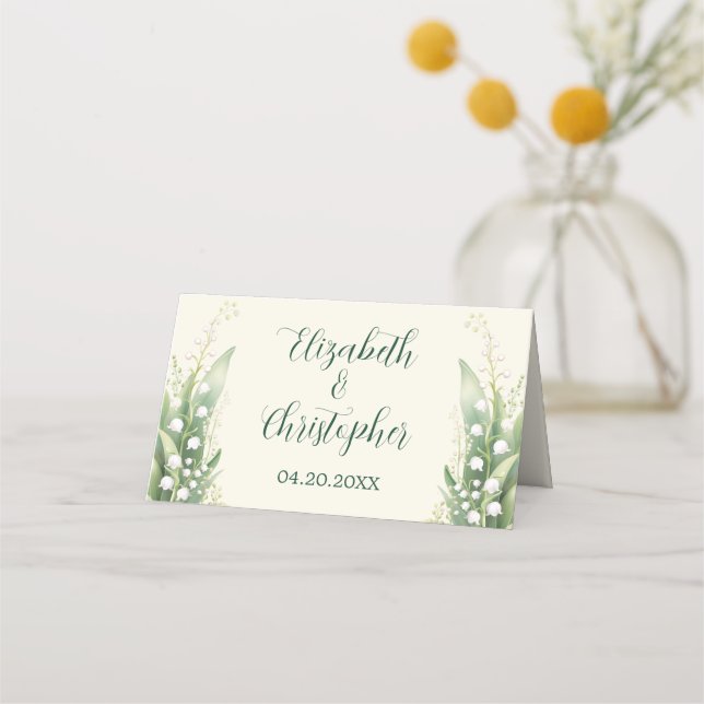 Elegante Lilie im Tal Blume Hochzeit Platzkarte (Vorderseite)