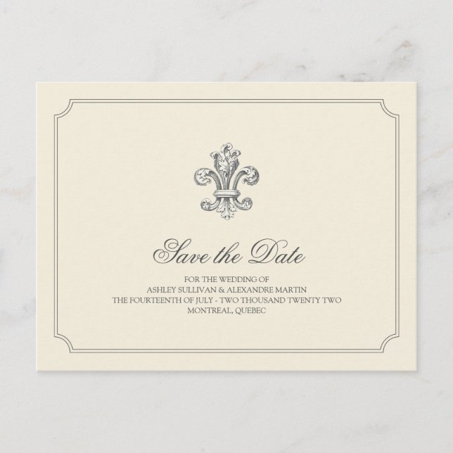 Elegante Lilie Save the Date Ankündigungspostkarte (Vorderseite)