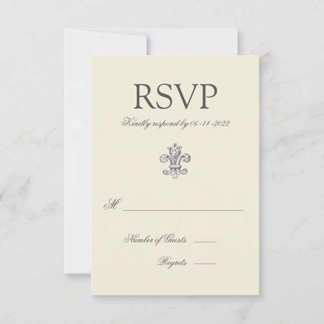 Elegante Lilie Wedding RSVP Karte (Vorderseite)