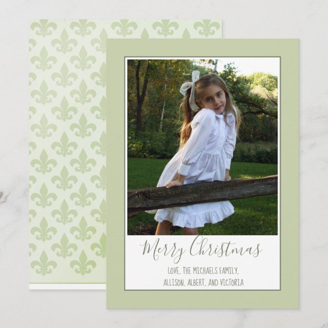 Elegante Lilie Weihnachts-Fotokarten Feiertagskarte (Vorne/Hinten)