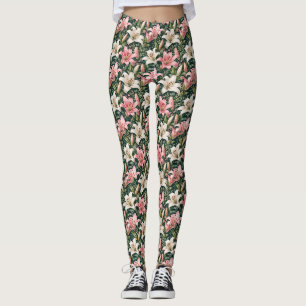 Elegante Lilien- und Blattkomposition Leggings