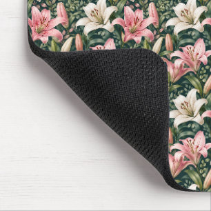 Elegante Lilien- und Blattkomposition Mousepad
