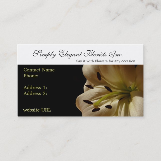 Elegante Lily Blume Business Cards Visitenkarte (Vorderseite)