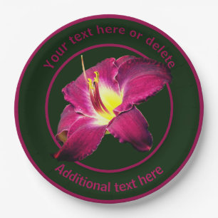 Elegante Lily Blume Personalisiertes Party Pappteller