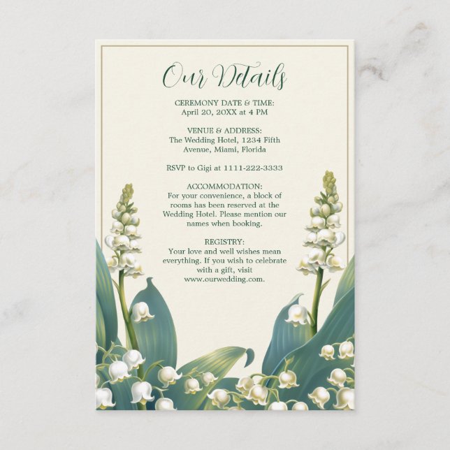 Elegante Lily of the Tal Hochzeit Begleitkarte (Vorderseite)