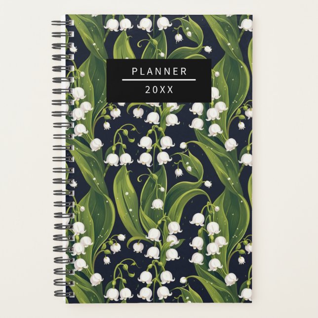 Elegante Lily of the Valley Floral Planner Planer (Vorderseite)
