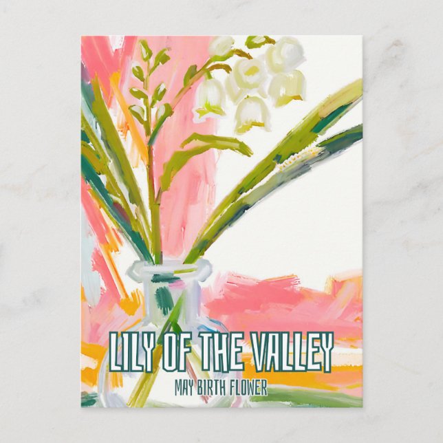 Elegante Lily of the Valley May Birth Month Blume Postkarte (Vorderseite)
