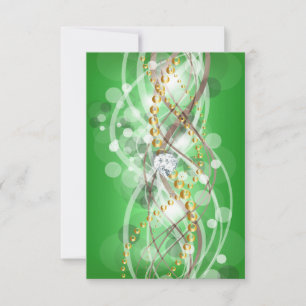 Elegante Limettengrün-Gold-Diamant-Juwel-Party RSV RSVP Karte