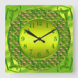 Elegante Limone grüne Wand-Uhr Quadratische Wanduhr