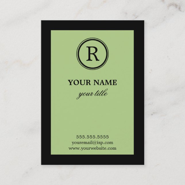 Elegante Limone u. schwarze Monogramm-Visitenkarte Visitenkarte (Vorderseite)
