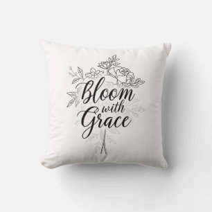 Elegante Line Art Blume Typografie Kissen