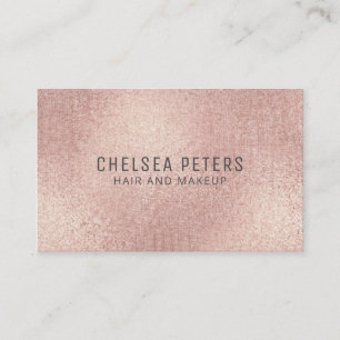 Elegante Linen Look Rose Gold Blush Shimmer Visitenkarte