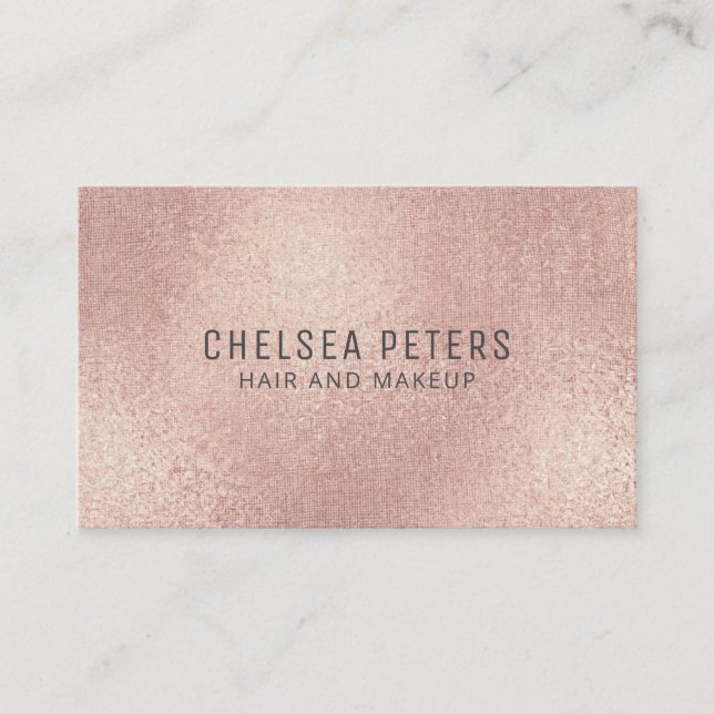 Elegante Linen Look Rose Gold Blush Shimmer Visitenkarte (Vorderseite)