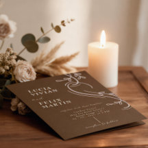 Elegante Linie Floral Linen Espresso Brown Wedding