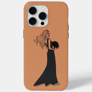 Elegante Linienkunst Frau im schwarzen Kleid Handy Case-Mate iPhone Hülle
