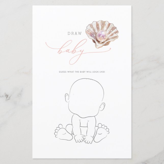 Elegante Little Pearl Zeichne Baby Game Card (Vorderseite)