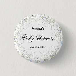Elegante Little Wildblume Blue Blume Baby Dusche Button