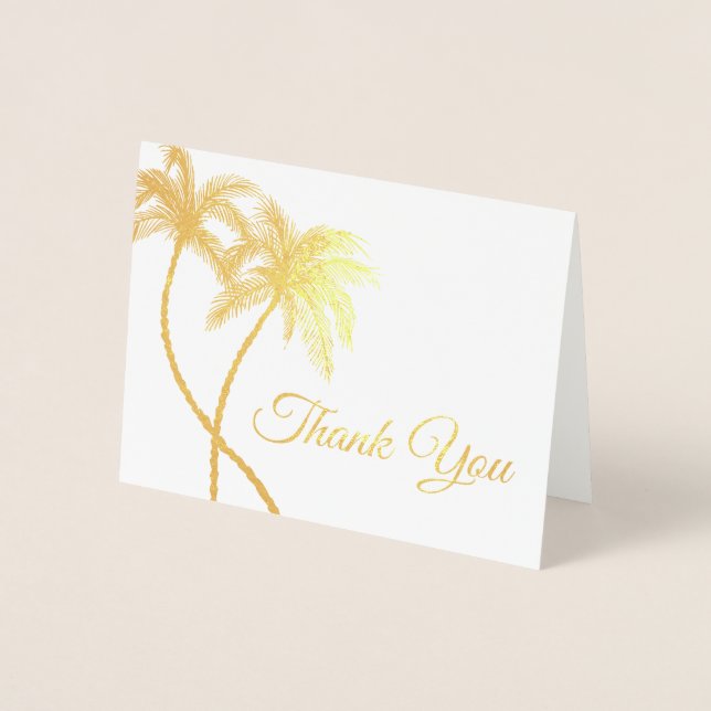 Elegante Logo Palm Trees Gold Foil Vielen Dank Kar Folienkarte (Vorderseite)