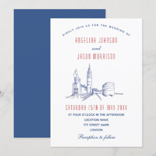 Elegante Londoner Hochzeit Einladung