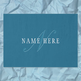 Elegante Looking Monogram | Meerblau Seidenpapier