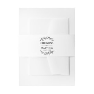 Elegante Lorbeer-Ölzweig-weiße schwarze Hochzeit Einladungsbanderole