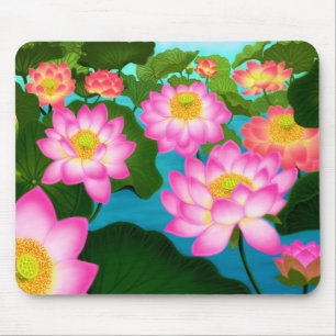 Elegante Lotos-Blumen Mousepad