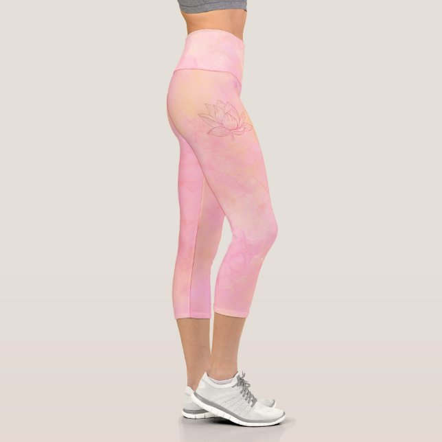 Elegante Lotus Blume Illustration Capri Leggings (Rechts)