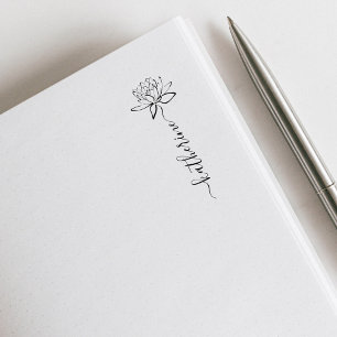 Elegante Lotus Blume Individuelle Name Library Gummistempel