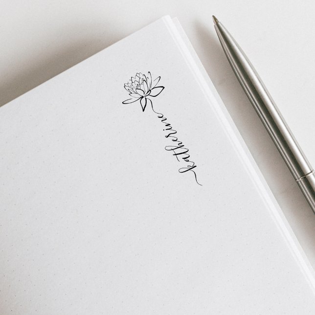 Elegante Lotus Blume Individuelle Name Library Gummistempel (Von Creator hochgeladen)