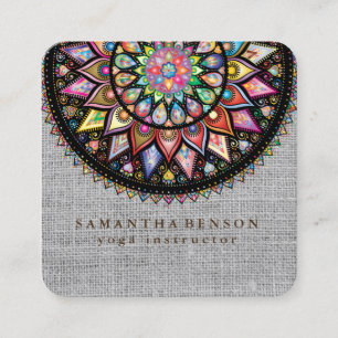 Elegante Lotus Blume Logo Yoga Quadratische Visitenkarte