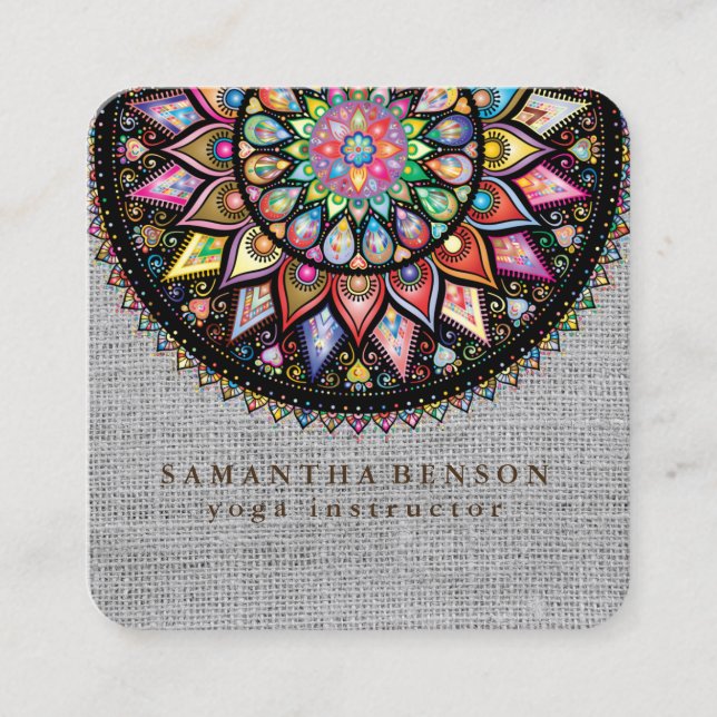 Elegante Lotus Blume Logo Yoga Quadratische Visitenkarte (Vorderseite)
