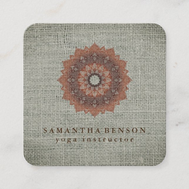 Elegante Lotus Blume Logo Yoga Quadratische Visitenkarte (Vorderseite)