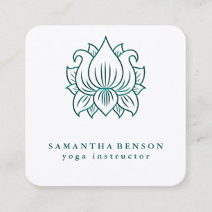 Elegante Lotus Blume Logo Yoga Square Business Car Quadratische Visitenkarte