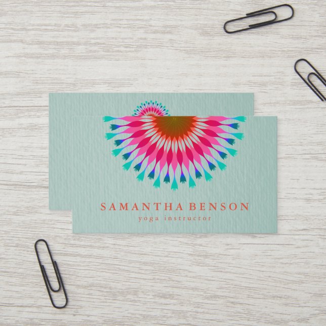Elegante Lotus Blume Logo Yoga Visitenkarte (Vorderseite/Rückseite Beispiel)
