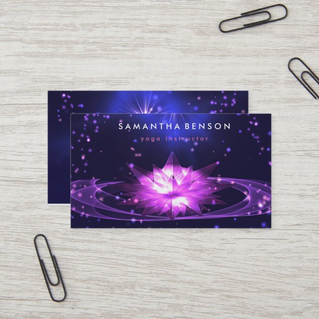 Elegante Lotus Blume Logo Yoga Visitenkarte (Vorderseite/Rückseite Beispiel)