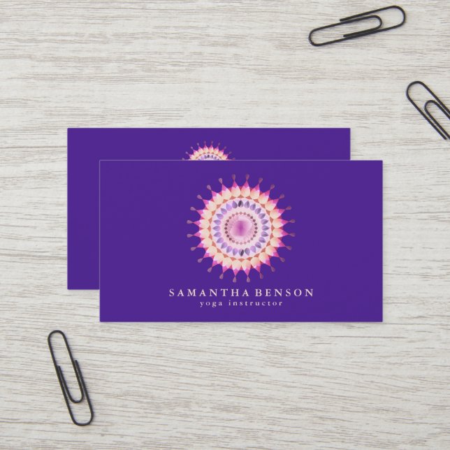 Elegante Lotus Blume Logo Yoga Visitenkarte (Vorderseite/Rückseite Beispiel)