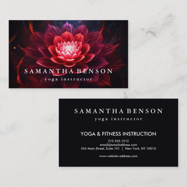 Elegante Lotus Blume Logo Yoga Visitenkarte (Vorne/Hinten)