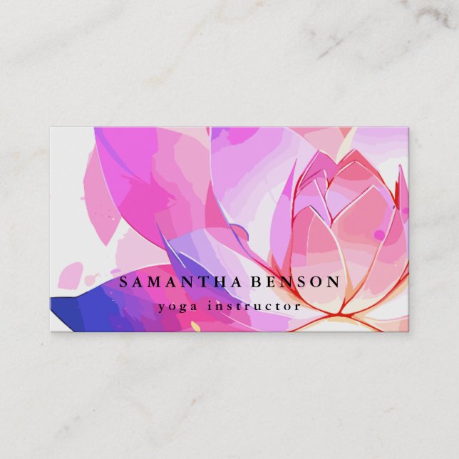Elegante Lotus Blume Logo Yoga Visitenkarte (Vorderseite)