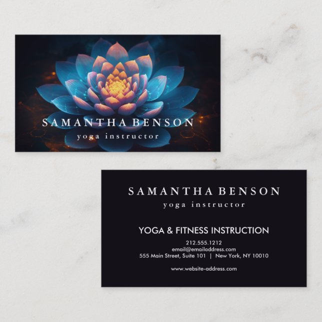 Elegante Lotus Blume Logo Yoga Visitenkarte (Vorne/Hinten)