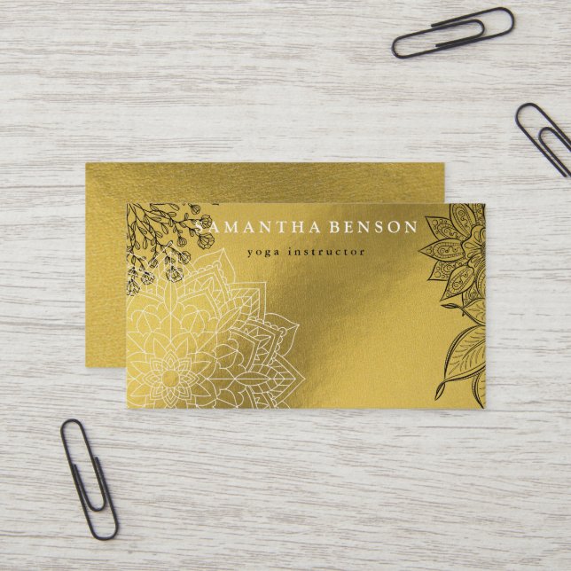 Elegante Lotus Blume Logo Yoga Visitenkarte (Vorderseite/Rückseite Beispiel)