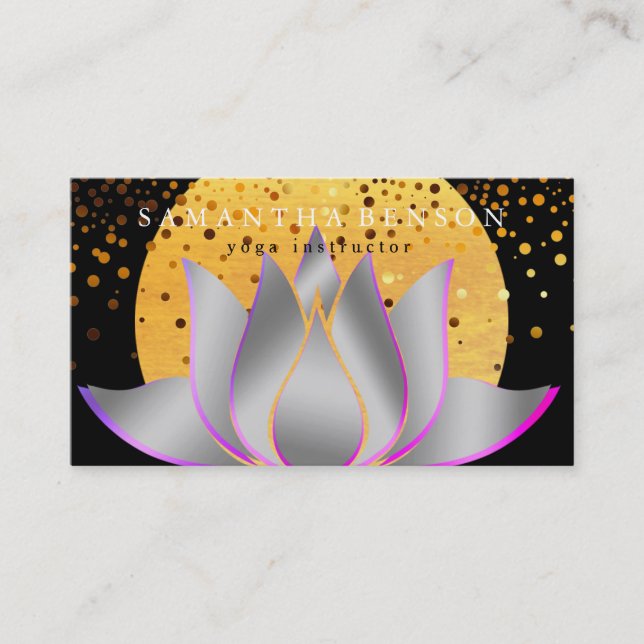Elegante Lotus Blume Logo Yoga Visitenkarte (Vorderseite)