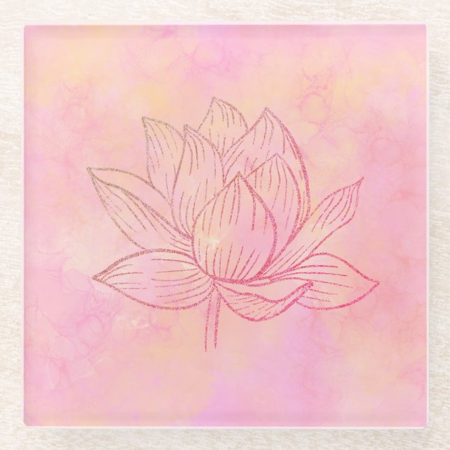 Elegante Lotus Blume Lustration Glasuntersetzer (Vorderseite)