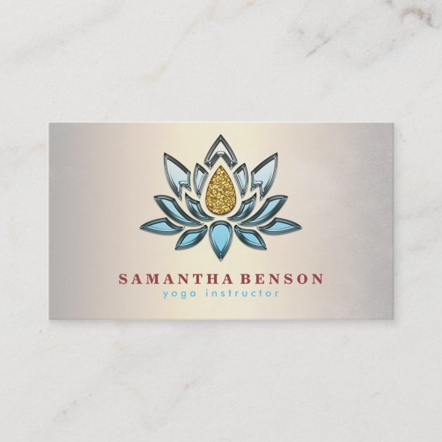 Elegante Lotus Blume Mandala Logo Yoga Instructor Visitenkarte (Vorderseite)