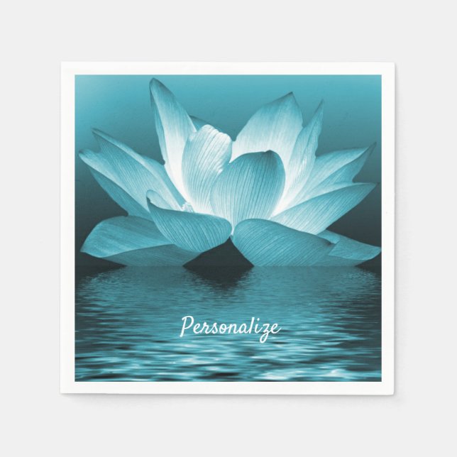 Elegante Lotus Blume Ocean Zen Yoga Personalisiert Serviette (Vorderseite)