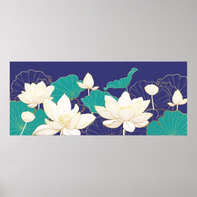 Elegante Lotus Blume Poster (Vorne)