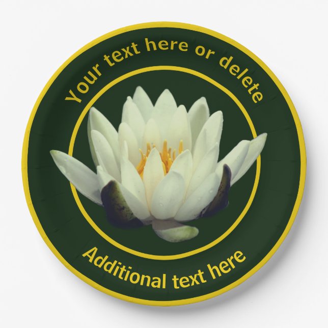 Elegante Lotus Lily Blume Personalisiertes Party Pappteller (Vorderseite)