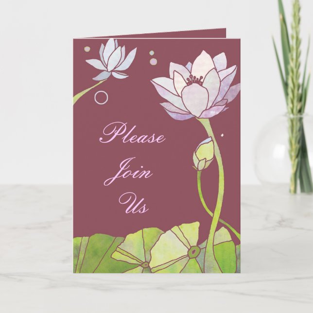 Elegante Lotus Wedding Invitation Card Einladung (Vorderseite)