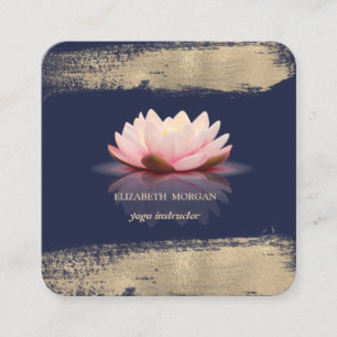 Elegante Lotusblume Faux Gold Pinselstrich Quadratische Visitenkarte